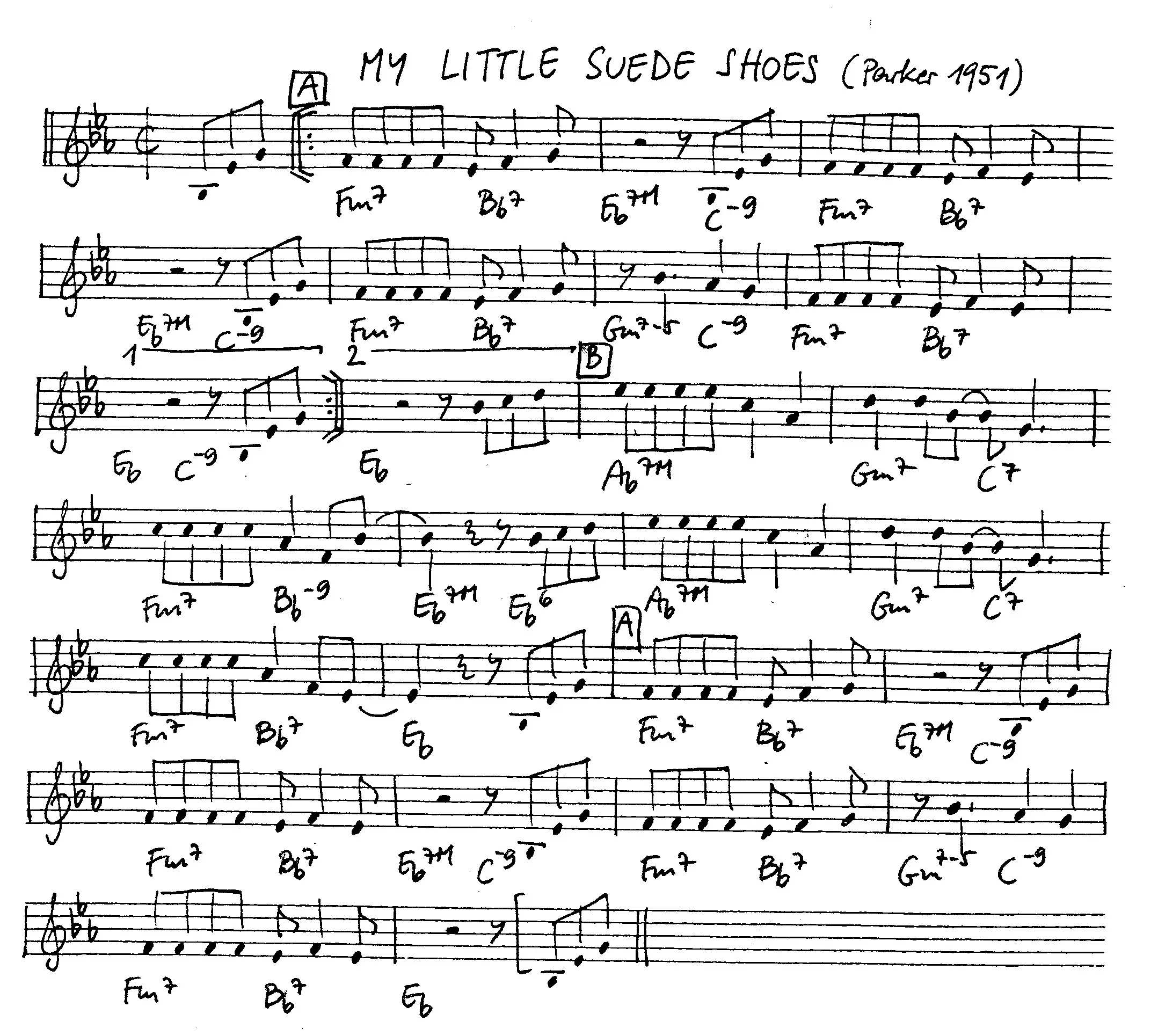 my little suede shoes free jazz leadsheet - Courtesy of the Jungle Jazz Band